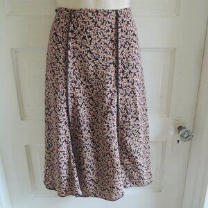 Loco Lindo Black & Gold Floral Retro A-Line Skirt M